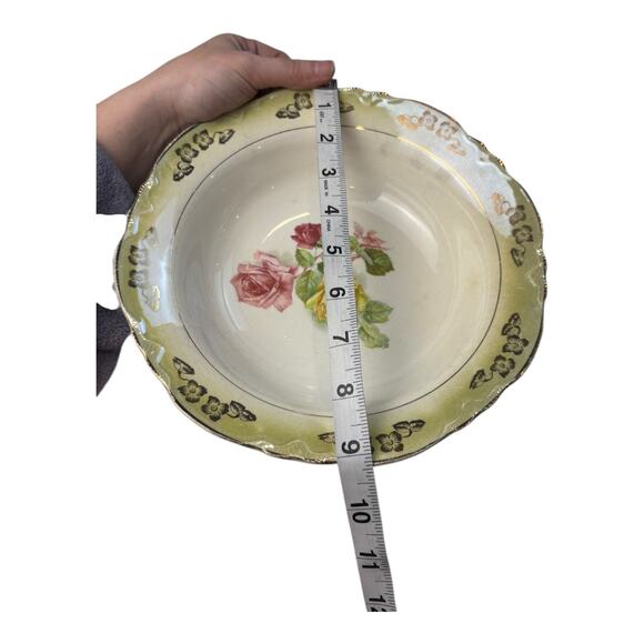 Vintage Thompson Pottery Francis Serving Bowl Yellow Scalloped Floral Design - Picture 6 of 6